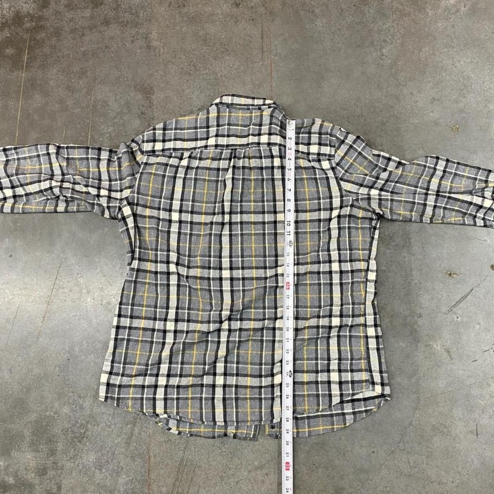 LL Bean Plaid Flannel Slightly Fitted Button Up Shirt‎ Gray Yellow XL - Picture 5 of 6
